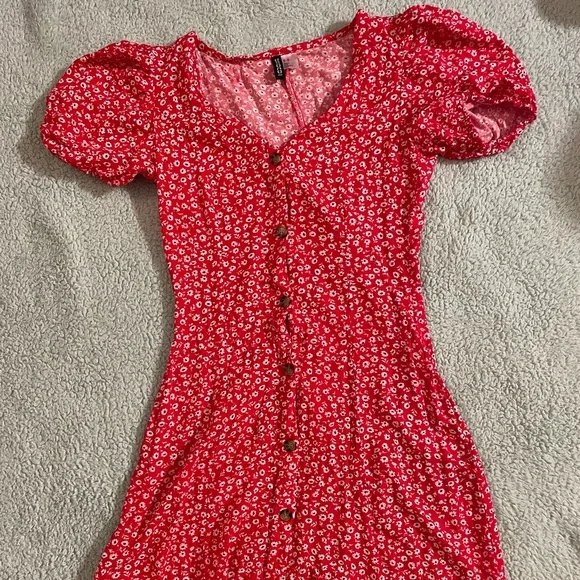 open lace back dress Abel & Lula Ruby Red Sequin Puff Sleeve Dress 5529 6 / Ruby Red